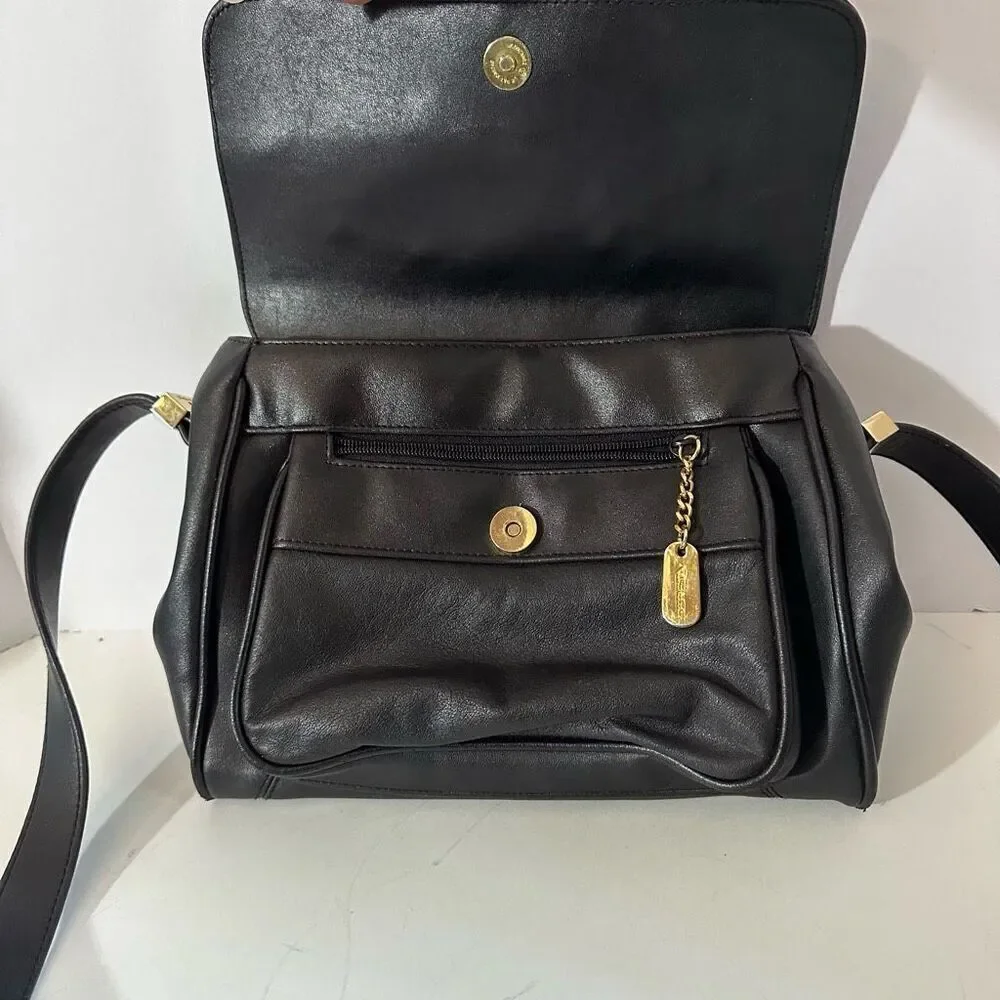 Sereta Black leather Purse with Shoulder Straps